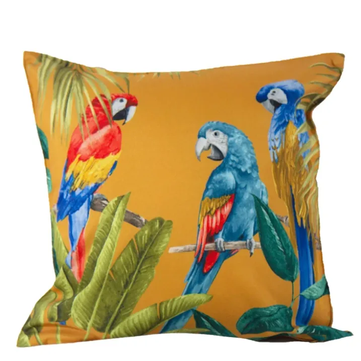 Coussin outdoor imprimé perroquets