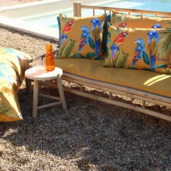 Coussin outdoor imprimé perroquets