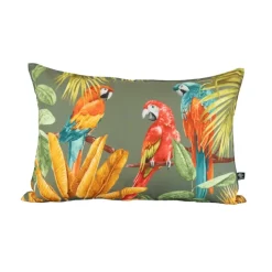 Coussin outdoor imprimé perroquets