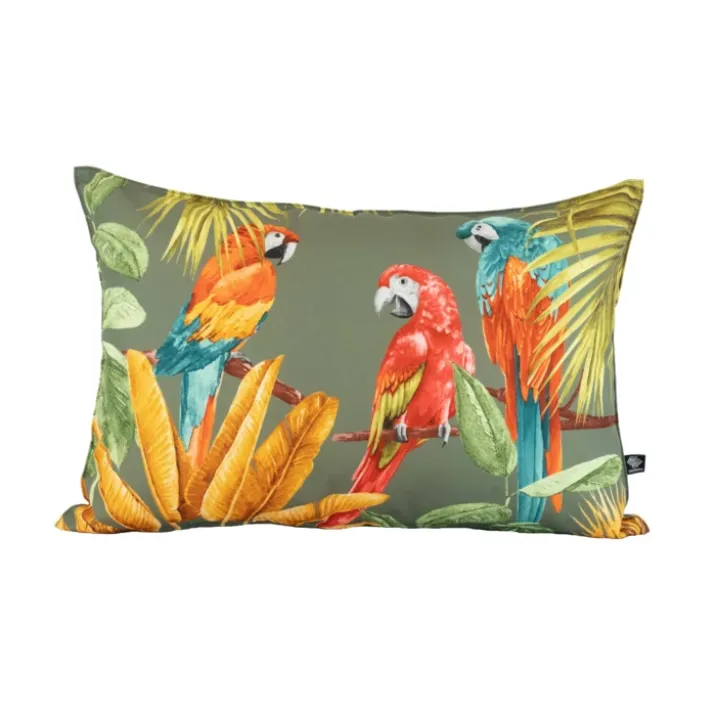 Coussin outdoor imprimé perroquets