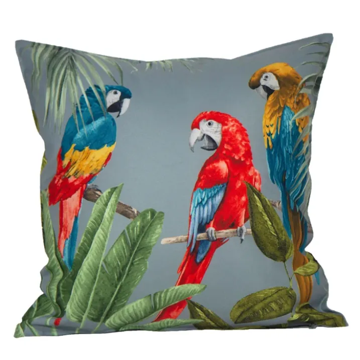 Coussin outdoor imprimé perroquets