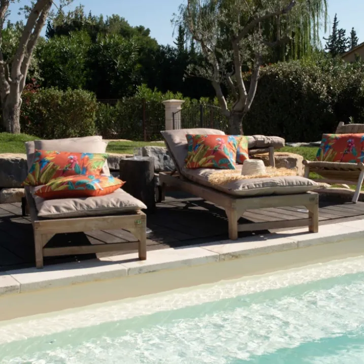 Coussin outdoor imprimé perroquets