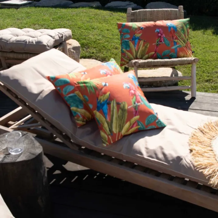 Coussin outdoor imprimé perroquets