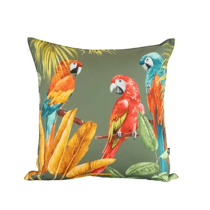 Coussin outdoor imprimé perroquets