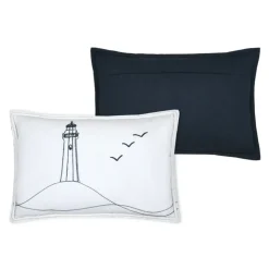 Coussin polycoton brodé style bord de mer