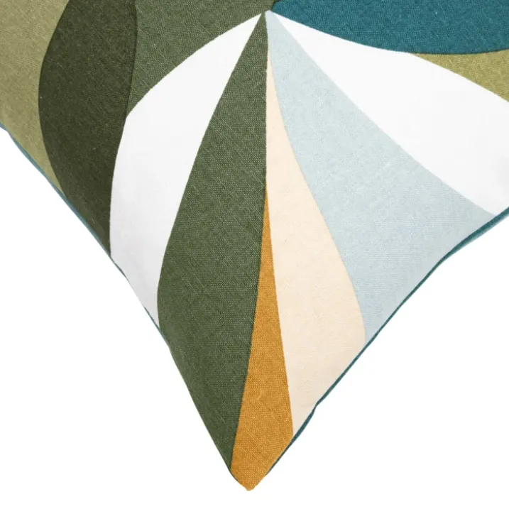 Coussin polycoton motif feuilles graphiques