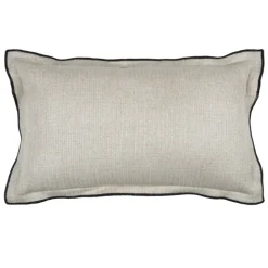 Coussinpoly-lin volant plat feston noir