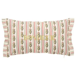 Coussin rectangulaire coton avec broderie Bonheur