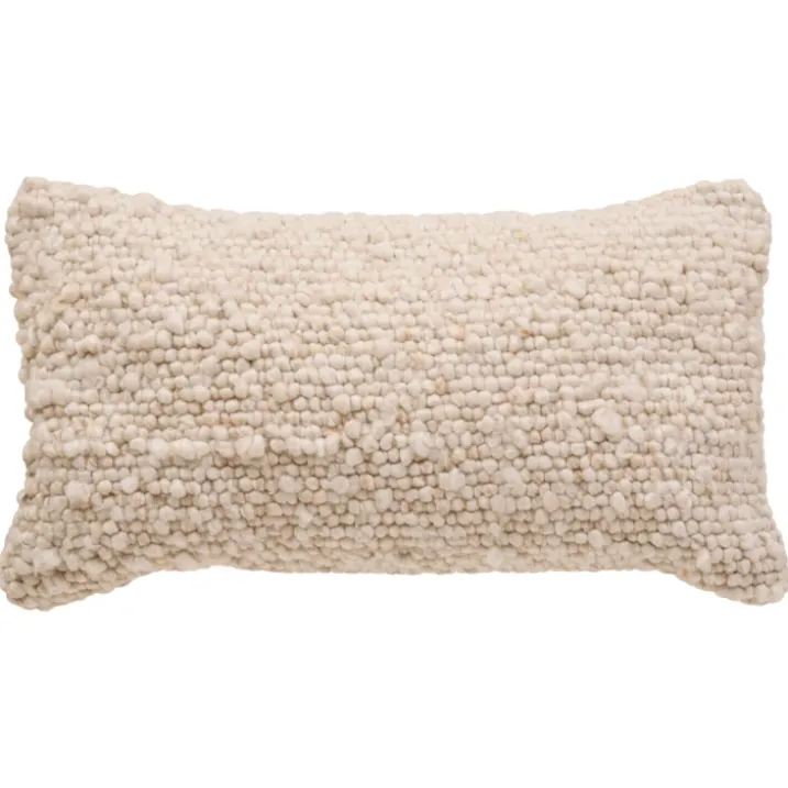 Coussin rectangulaire effet laine déhoussable