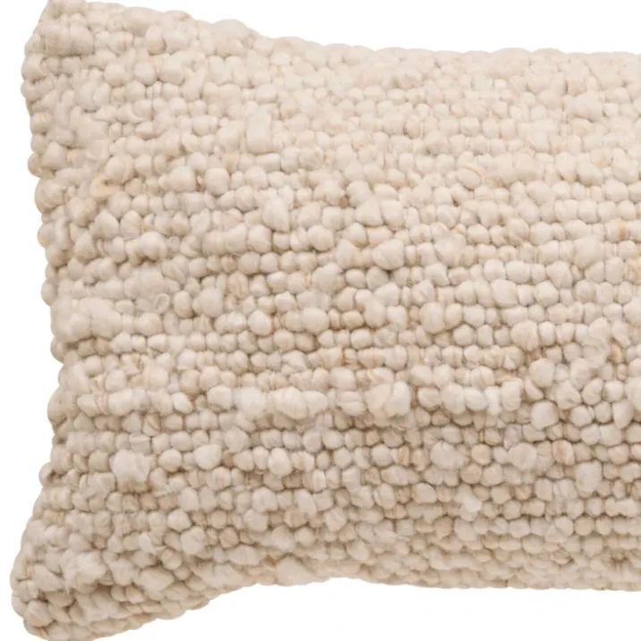 Coussin rectangulaire effet laine déhoussable