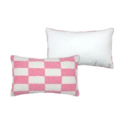 Coussin rectangulaire en bouclette à motif damier