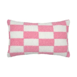 Coussin rectangulaire en bouclette à motif damier