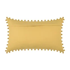 Coussin rectangulaire en coton déhoussable à pompons