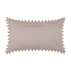 Coussin rectangulaire en coton déhoussable à pompons