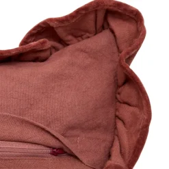 Coussin rectangulaire en velours brodé avec volant