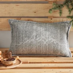 Coussin rectangulaire montagnes en coton brossé