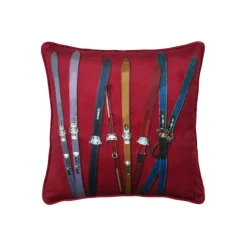 Coussin rectangulaire à motif skis vintage