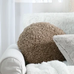 Coussin rond bouclette doudou