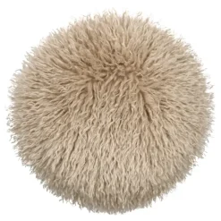 Coussin rond imitation fourrure longue