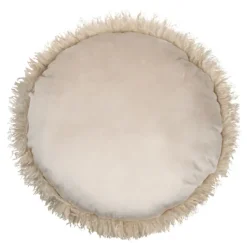 Coussin rond imitation fourrure longue