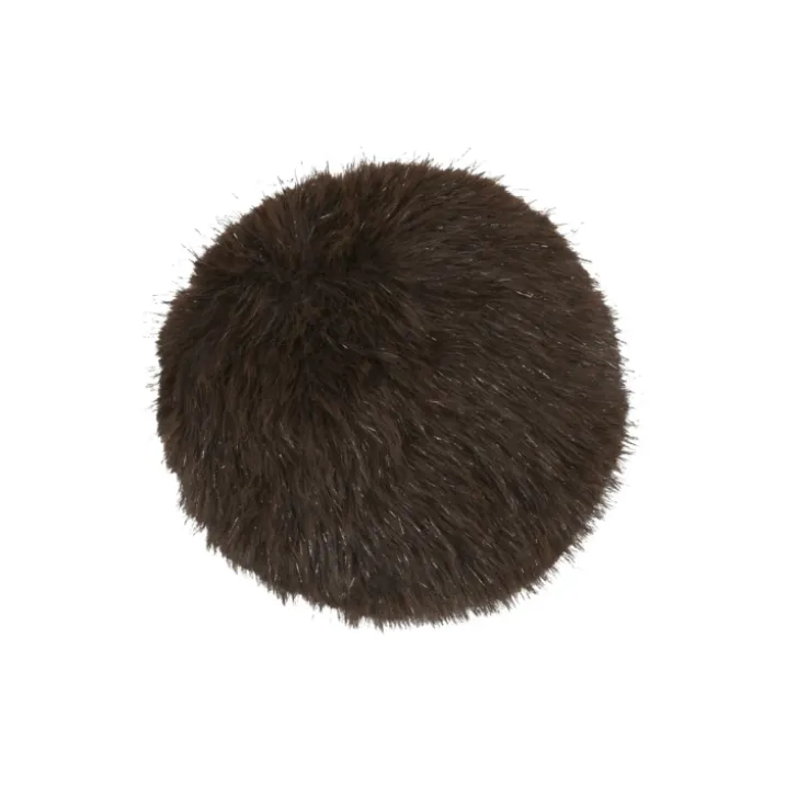Coussin rond à poils longs