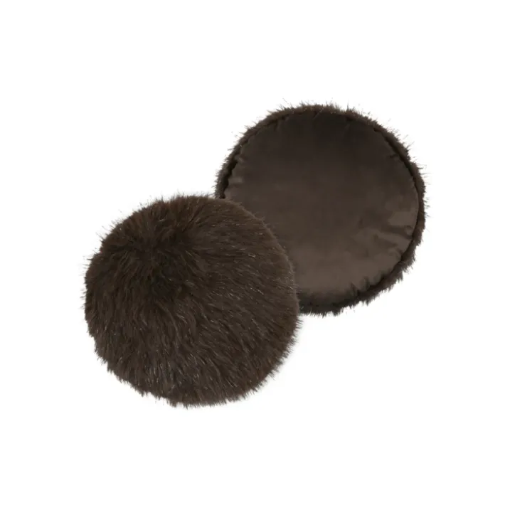 Coussin rond à poils longs