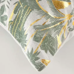 Coussin vert imprimé doré