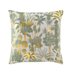 Coussin vert imprimé doré