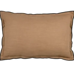 Coussin volant plat feston noir coton