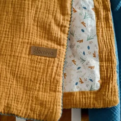 Couverture réversible pour bébé en double gaze de coton et jersey
