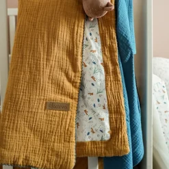 Couverture réversible pour bébé en double gaze de coton et jersey