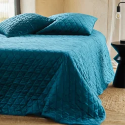 Couvre-Lit et Taies d'Oreiller en Velours Matelassé
