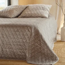 Couvre-Lit et Taies d'Oreiller en Velours Matelassé