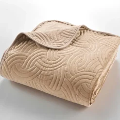 Couvre-lit 3 pièces matelassé velours + deux taies