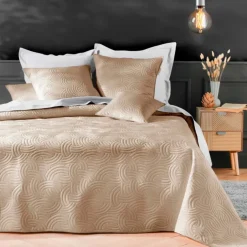 Couvre-lit 3 pièces matelassé velours + deux taies