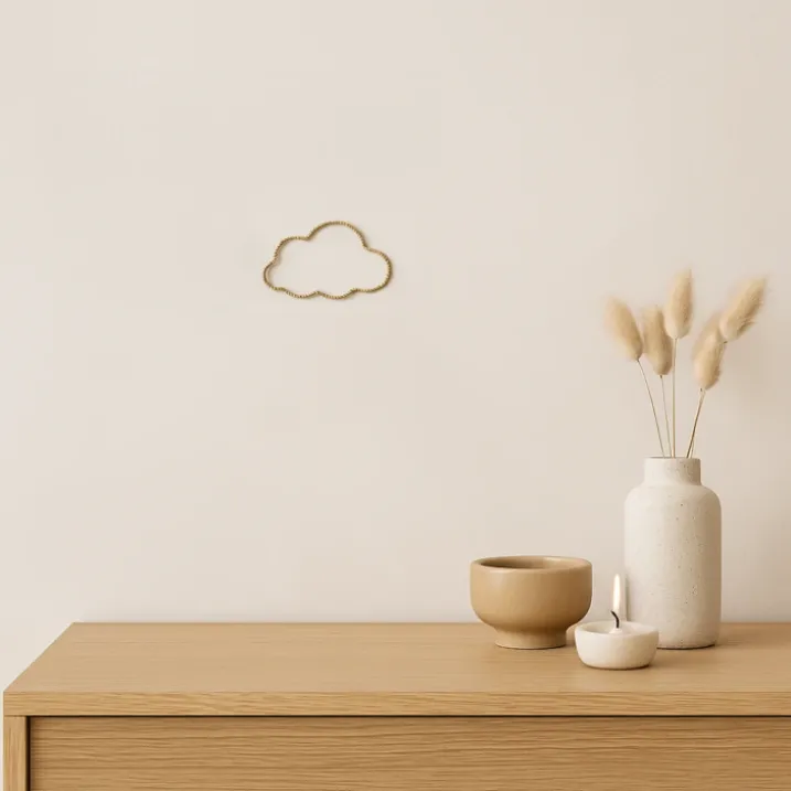 Déco murale nuage fil laiton torsadé