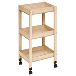 Desserte de rangement en bois à roulettes