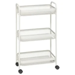 Desserte de rangement en métal 3 niveaux sur roulettes