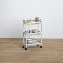 Desserte de rangement en métal 3 niveaux sur roulettes
