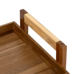 Desserte en bois à roulettes avec 3 niveaux de rangement
