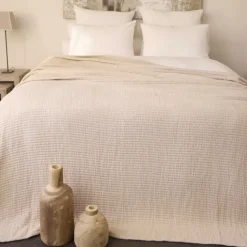 Dessus de lit en coton lavé matelassé boutis