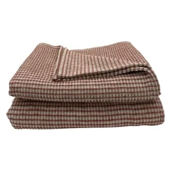 Dessus de lit tissé en coton recyclé motif nid d’abeille