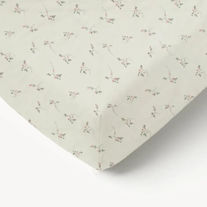 Drap-housse bébé en jersey 100% coton extensible fleurs