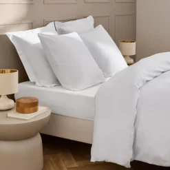 Drap-housse en coton lavé motif carreaux jacquard