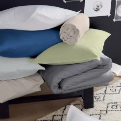 Drap-housse uni en satin de coton