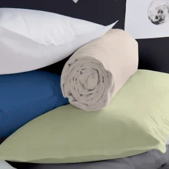 Drap-housse uni en satin de coton