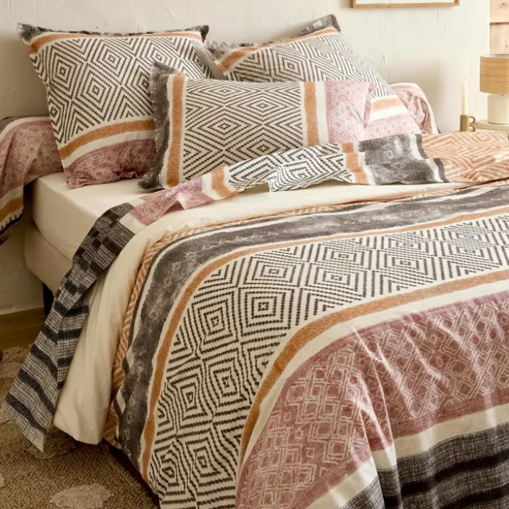 Drap plat coton 57 fils motif géométrique