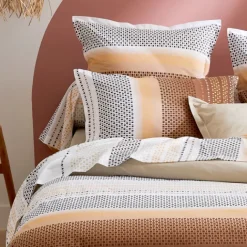 Drap plat esprit géométrique en coton