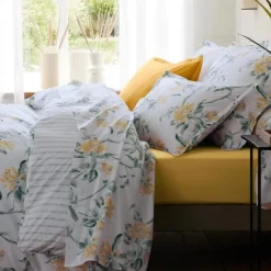 Drap plat percale de coton floral