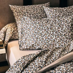 Drap plat percale de coton léopard